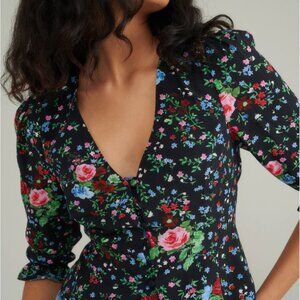 NWOT Nobody's Child Black Floral Blouse UK 4 / US XS